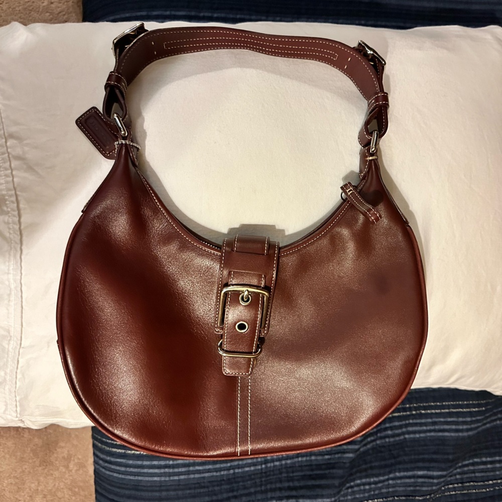 Coach Hampton burgundy leather hobo handbag 7548 NWOT